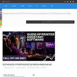 Setup And Install HP Printer Assistant Software - (817)4426637