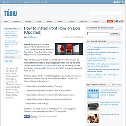 How to install Front Row on Lion (Updated)