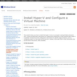 Install Hyper-V and Configure a Virtual Machine