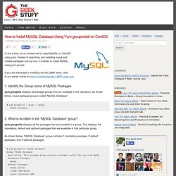 How to Install MySQL Database Using Yum groupinstall on CentOS