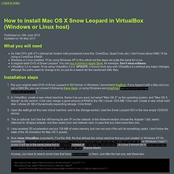 How to install Mac OS X Snow Leopard in VirtualBox (Windows or Linux host)