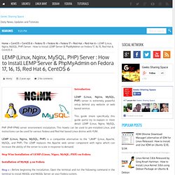 LEMP (Linux, Nginx, MySQL, PHP) Server : How to Install LEMP Server & PhpMyAdmin on Fedora 17, 16, 15, Red Hat 6, CentOS 6