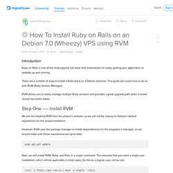 How To Install Ruby on Rails on an Debian 7.0 (Wheezy) VPS using RVM