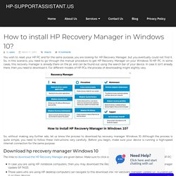 How to install HP Recovery Manager in Windows 10?