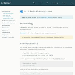 Install RethinkDB on Windows - RethinkDB