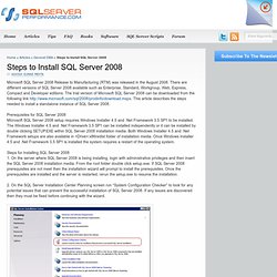 Steps to Install SQL Server 2008