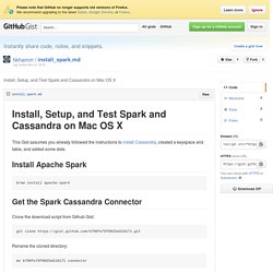 Install, Setup, and Test Spark and Cassandra on Mac OS X
