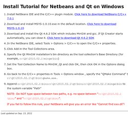 Install Tutorial for NetBeans and Qt on Windows