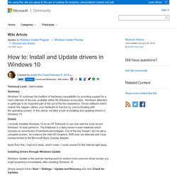 How to: Install and Update drivers in Windows 10