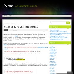 Install VS2010 CRT into WinSxS