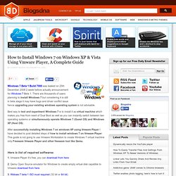 How to Install Windows 7 on Windows XP & Vista Using Vmware Player