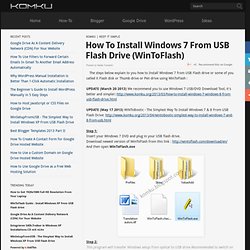 How to Install Windows 7 from USB Flash Drive / Flash Disk / Thumb Drive /