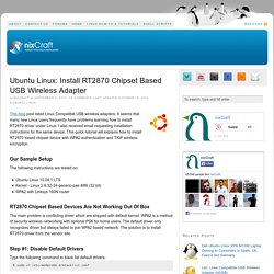 Ubuntu Linux: Install RT2870 Chipset Based USB Wireless Adapter