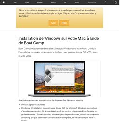 Installation de Windows sur votre Mac à l’aide de Boot Camp - Assistance Apple