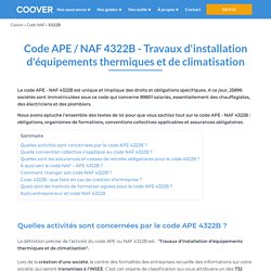 Code APE / NAF 4322B - Travaux d'installation d'équipements thermiques et de climatisation