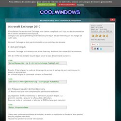 Microsoft Exchange 2010 - Installation et configuration