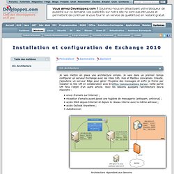 Installation et configuration de Exchange 2010
