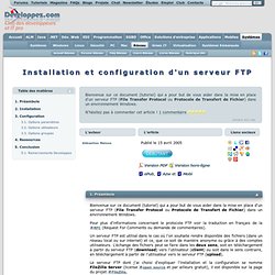 Installation et configuration d'un serveur FTP