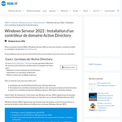 Windows Serveur 2022 : Installation d’un contrôleur de domaine Active Directory