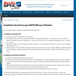 Installation des drivers pour MOTICAM sous Windows