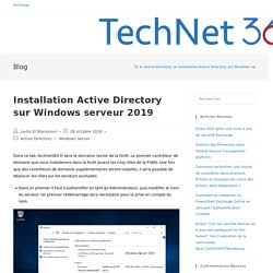 Installation Active Directory sur Windows serveur 2019 - Technet 365