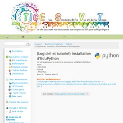 (Logiciel et tutoriel) Installation d'EduPython