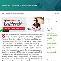 Sage 50 Error 1603 Installation Failed - Sage Support +1844-313-4856
