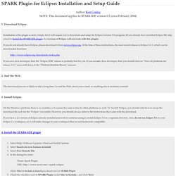 SPARK Plugin for Eclipse: Installation Instructions and User Guide