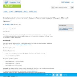 Installation Instructions for Intel® Hardware Accelerated Execution Manager - Microsoft Windows*