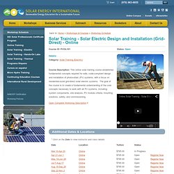 Solar Training - Solar Electric Design & Installation (Grid-Direct) - Online