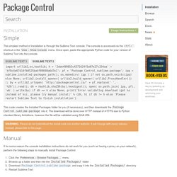Installation - Package Control