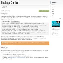 Installation - Package Control