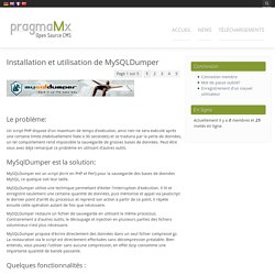pragmaMx France - Installation et utilisation de MySQLDumper
