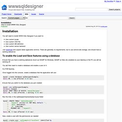 Installation - wwwsqldesigner - How to install WWW SQL Designer - Visual web-based SQL modelling tool