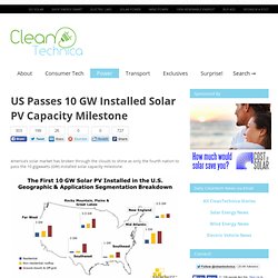 US Passes 10GW Installed Solar PV Capacity Milestone