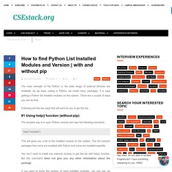How to find Python List Installed Modules and Version