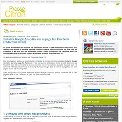 Installer Google Analytics sur sa page fan Facebook