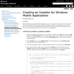 Creating an Installer for Windows Mobile Applications
