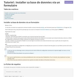 Installer sa base de données via un formulaire