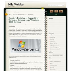Dossier : Installer et Paramétrer Terminal Serveur sous Windows 2008 Serveur