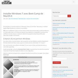 Installer Windows 7 avec Boot Camp de MacOS X