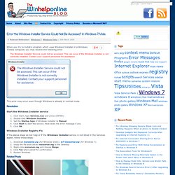 Error "The Windows Installer Service could not be accessed" in Windows Vista