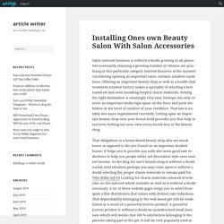 Installing Ones own Beauty Salon With Salon Accessories – article writer