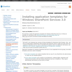 Application Templates for Windows SharePoint Services 3.0