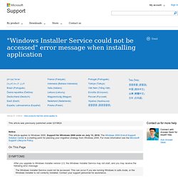 "Windows Installer Service could not be accessed" error message when installing application