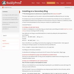 Installing on a Secondary Blog