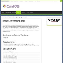 Installing & Configuring MySQL Server