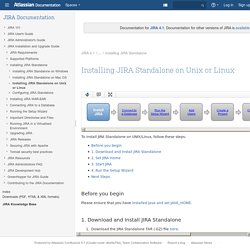 Installing JIRA Standalone on Unix or Linux - JIRA 4.1