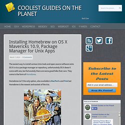 Installing Homebrew on OS X Mavericks 10.9, Package Manager for Unix Apps