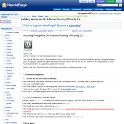 Installing Wordpress On A Server Running ISPconfig 2.x